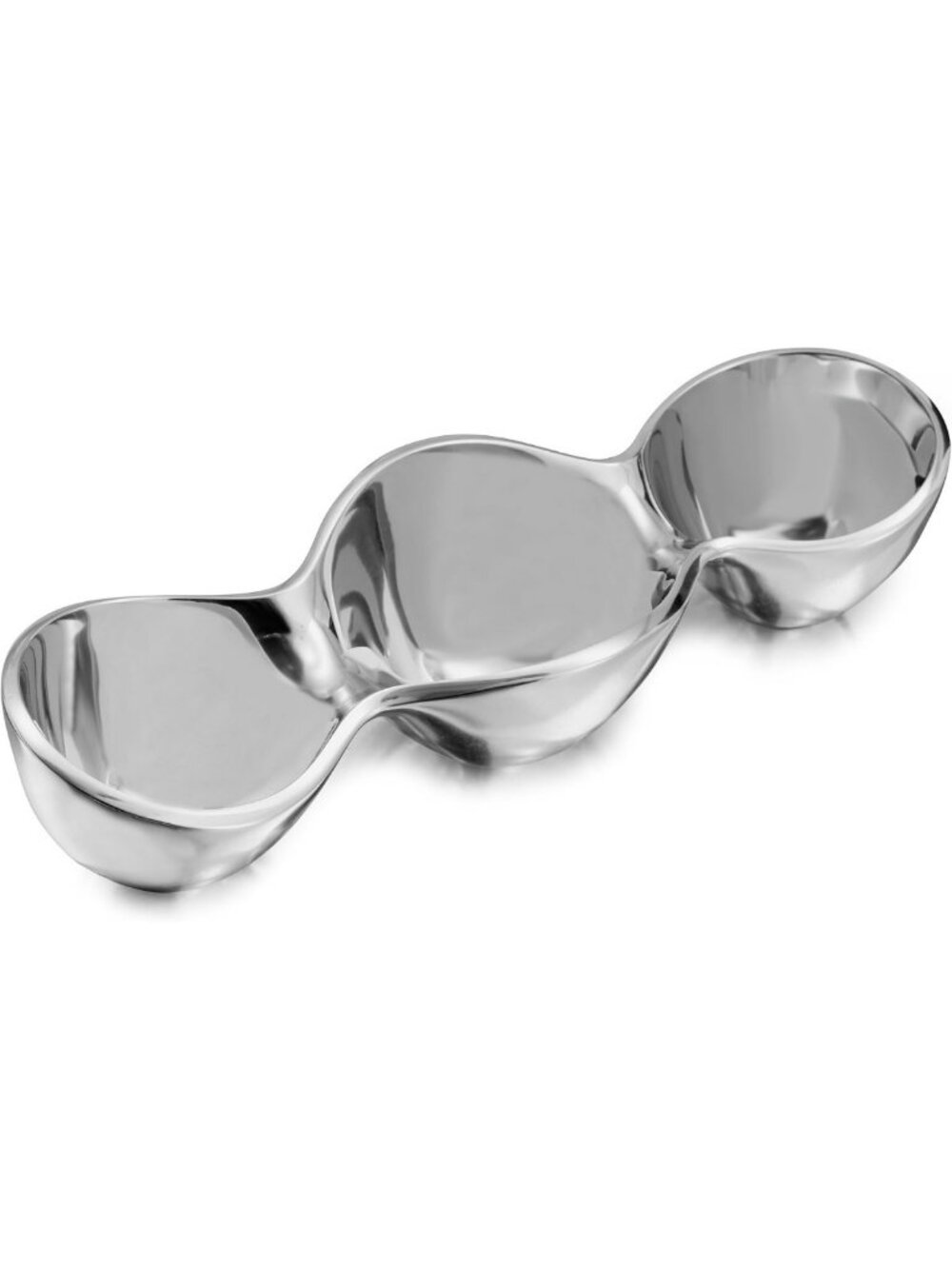Sleek Triple Condiment Server - Alloy Dish for Sauces, Dips & Snacks, Modern
